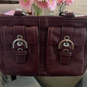 Beautiful burgundy Coach satchel bag
